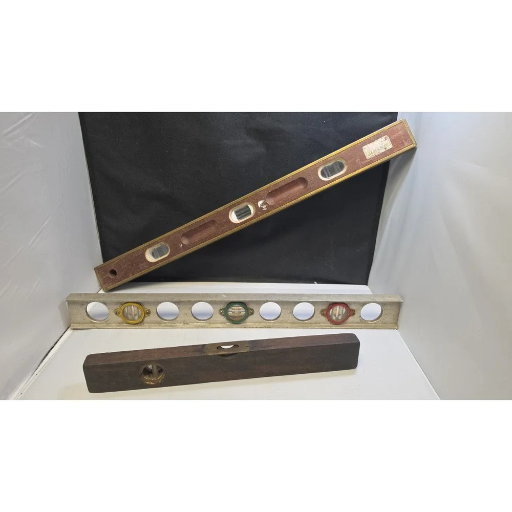 Vintage Level Lot-3 Brass&Wood Level 28